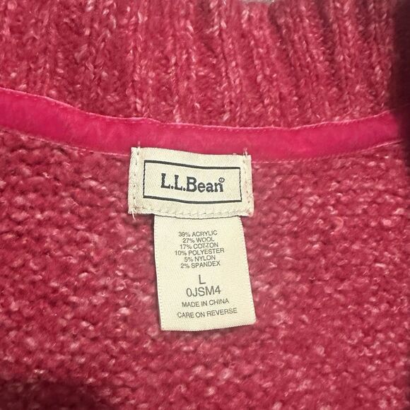 LLBean Cable Knit Sweater Vest L Wool Blend Button Front Cottagecore Academia - Picture 2 of 9